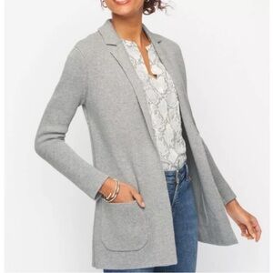 TALBOTS Wool Blend Thick Gray Open Front Cardigan Women’s SP